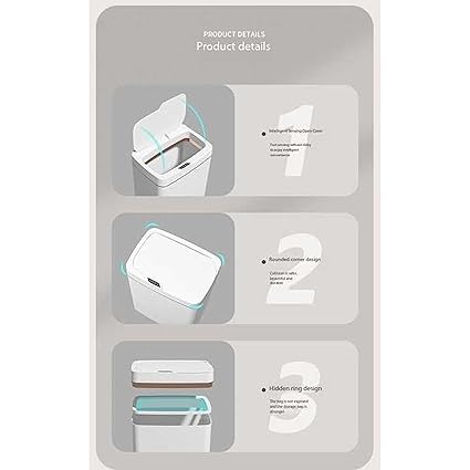 Smart Sensor Dustbin 25L – Automatic Touchless Trash Can with Infrared Sensor | Rechargeable Waste Bin with Lid for Home, Kitchen, Bathroom, Office (White)