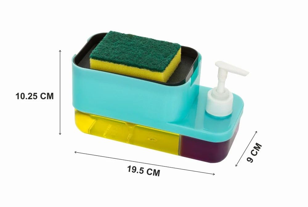 3-in-1 Soap Pump Dispenser for Kitchen and Bathroom, Dish Soap Liquid Dispenser Sponge Holder with Sponge Holder