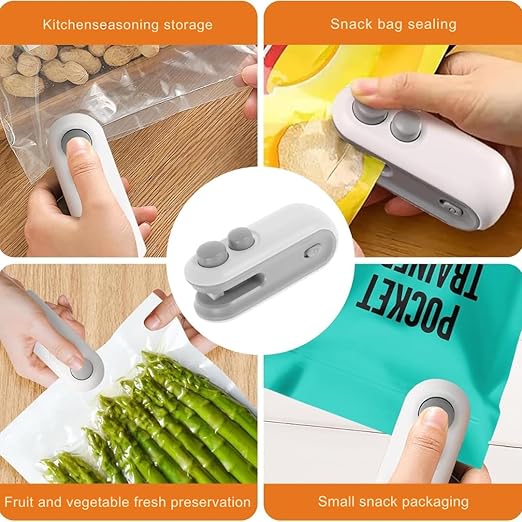 Mini Sealing Machine – Portable Handheld Sealer Clip for Food, Snacks, Chips | Plastic Bag Heat Sealer for Freshness & Storage